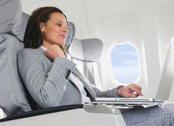 Successful Female Executive in Flight