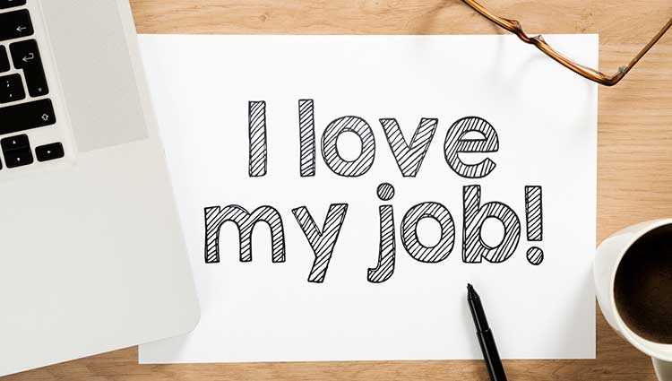 I Love My Job Sign on Desktop with PC